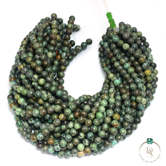 Natural African Turquoise Round Beads String