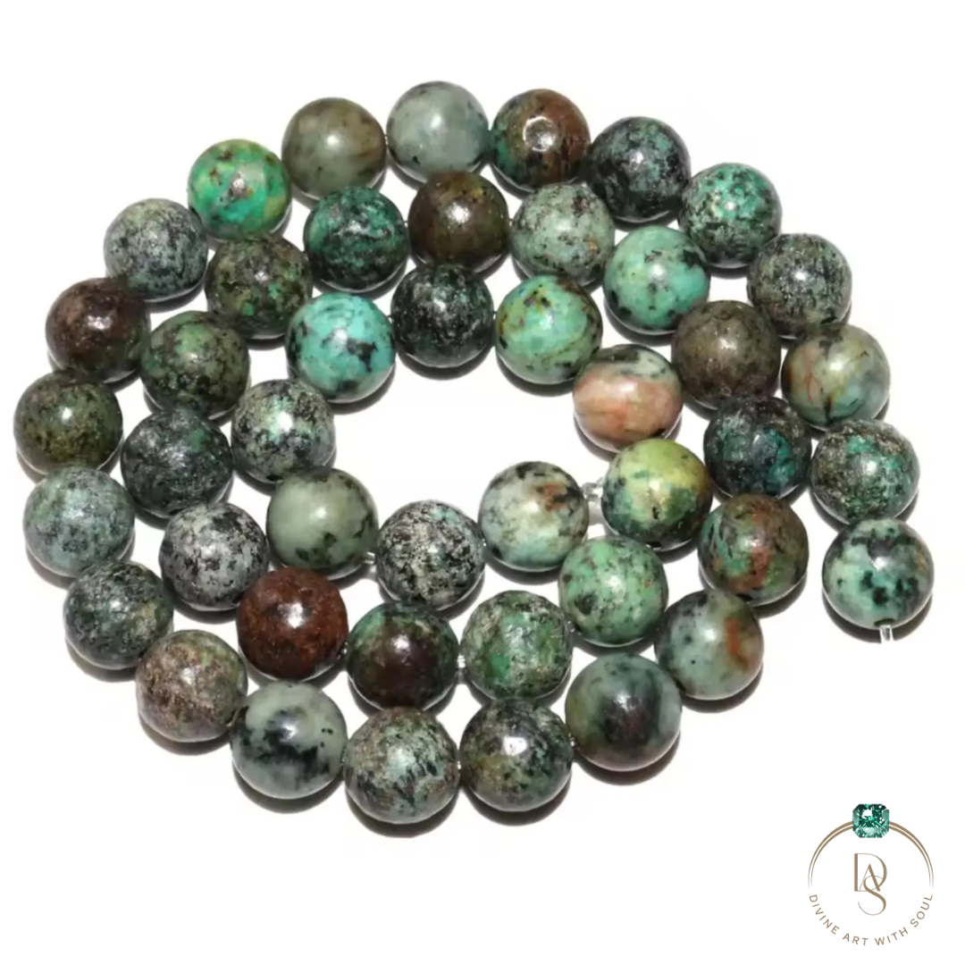 Natural African Turquoise Round Beads String
