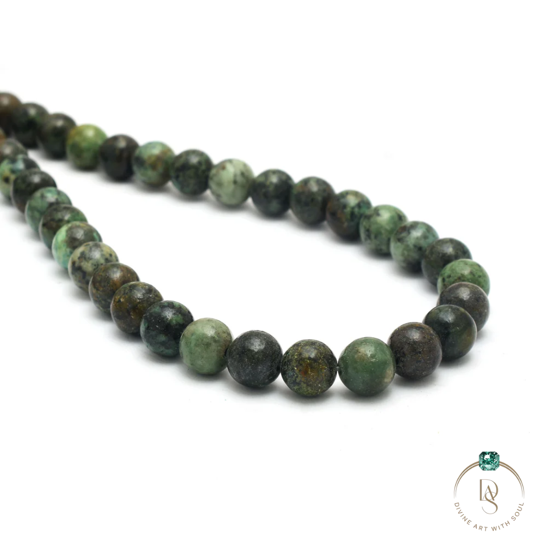 Natural African Turquoise Round Beads String