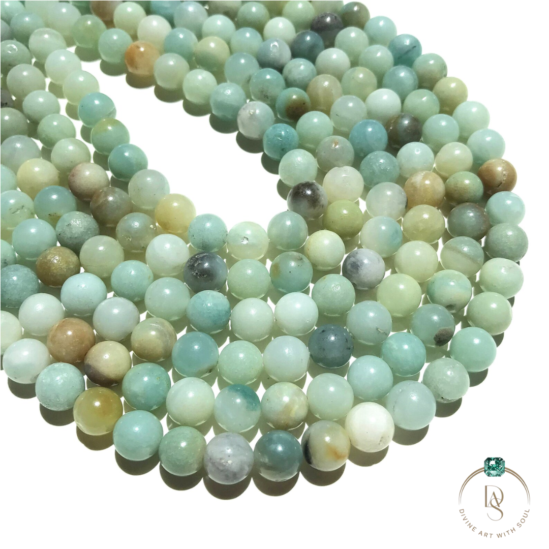 Natural Multi Amazonite Round Beads String