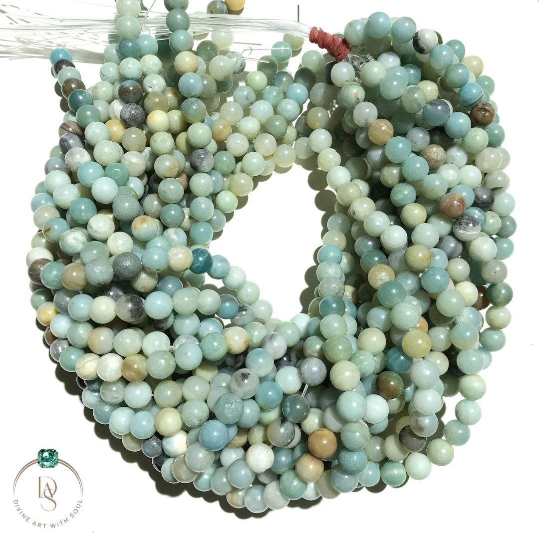 Natural Multi Amazonite Round Beads String