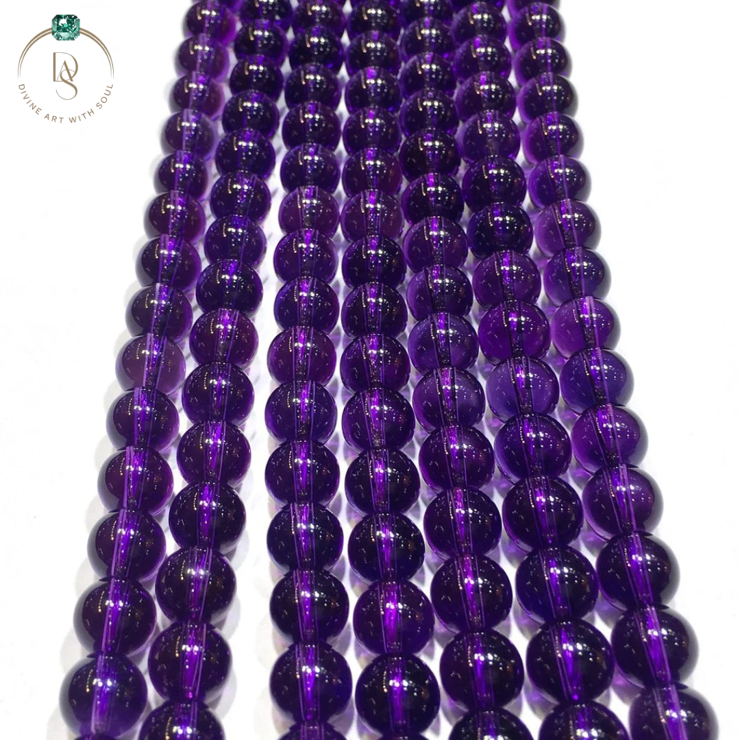 Natural Amethyst Round Beads String