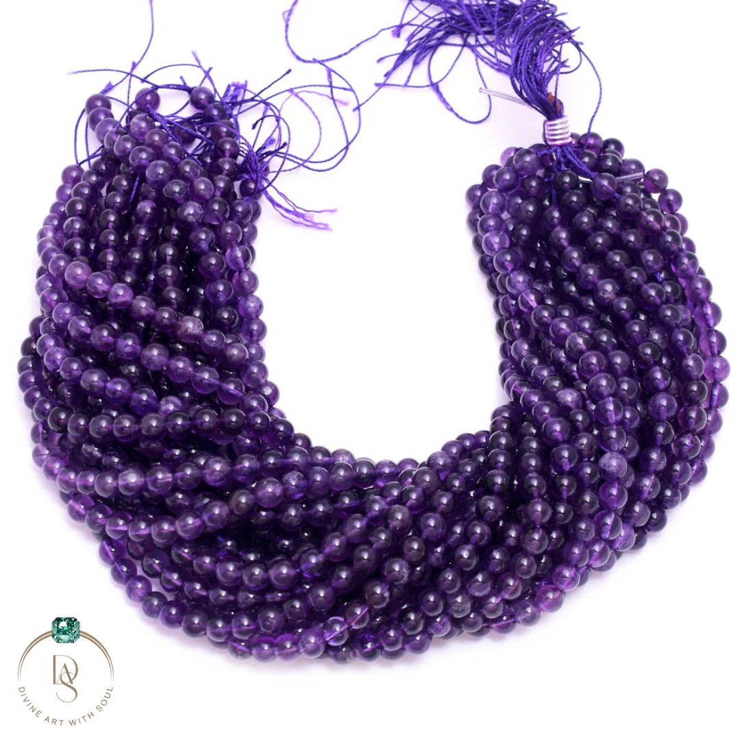 Natural Amethyst Round Beads String
