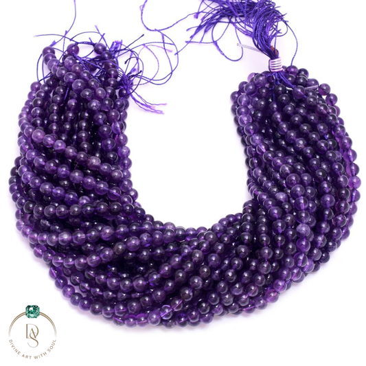 Natural Amethyst Round Beads String