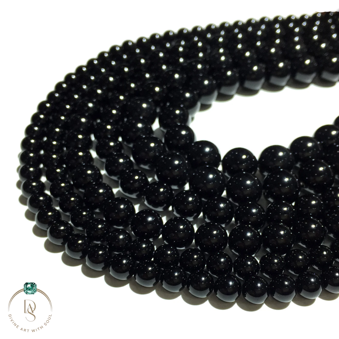Natural Black Onyx Round Beads String