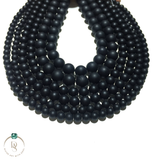Natural Matte Black Onyx Round Beads String