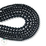 Natural Matte Black Onyx Round Beads String