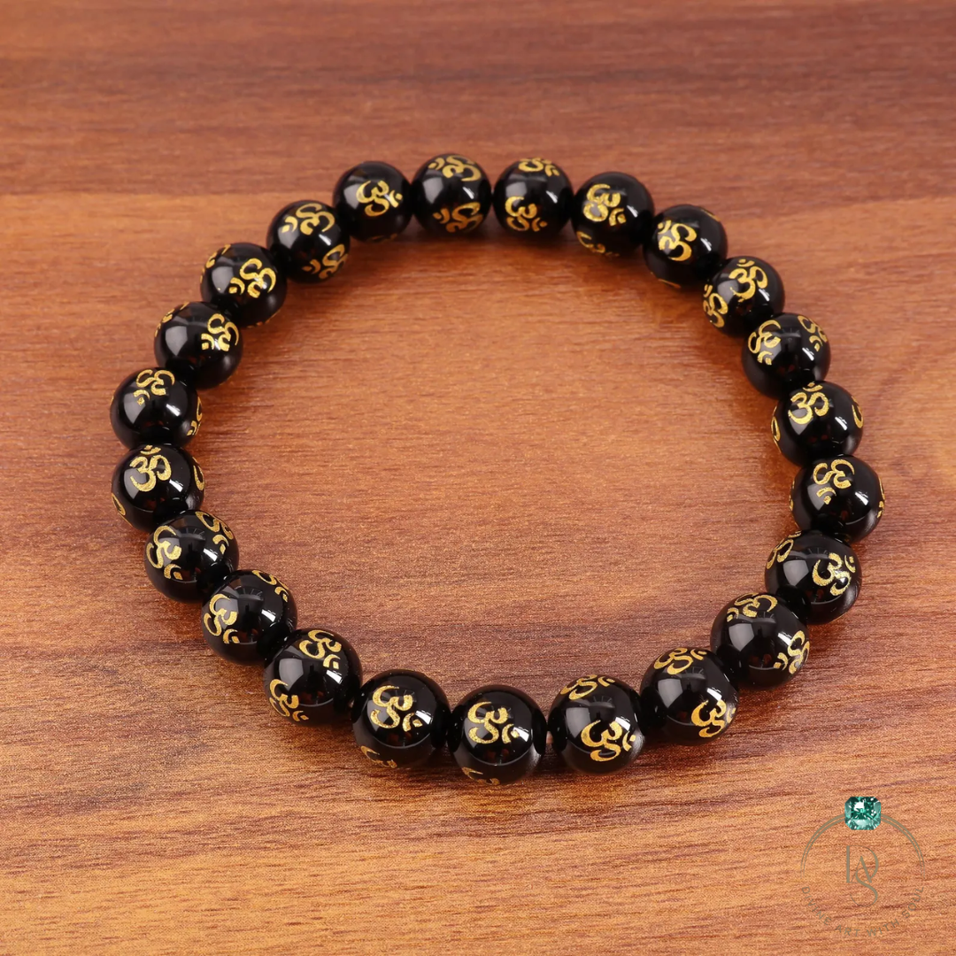 Natural OM Mani Black Onyx Bracelet
