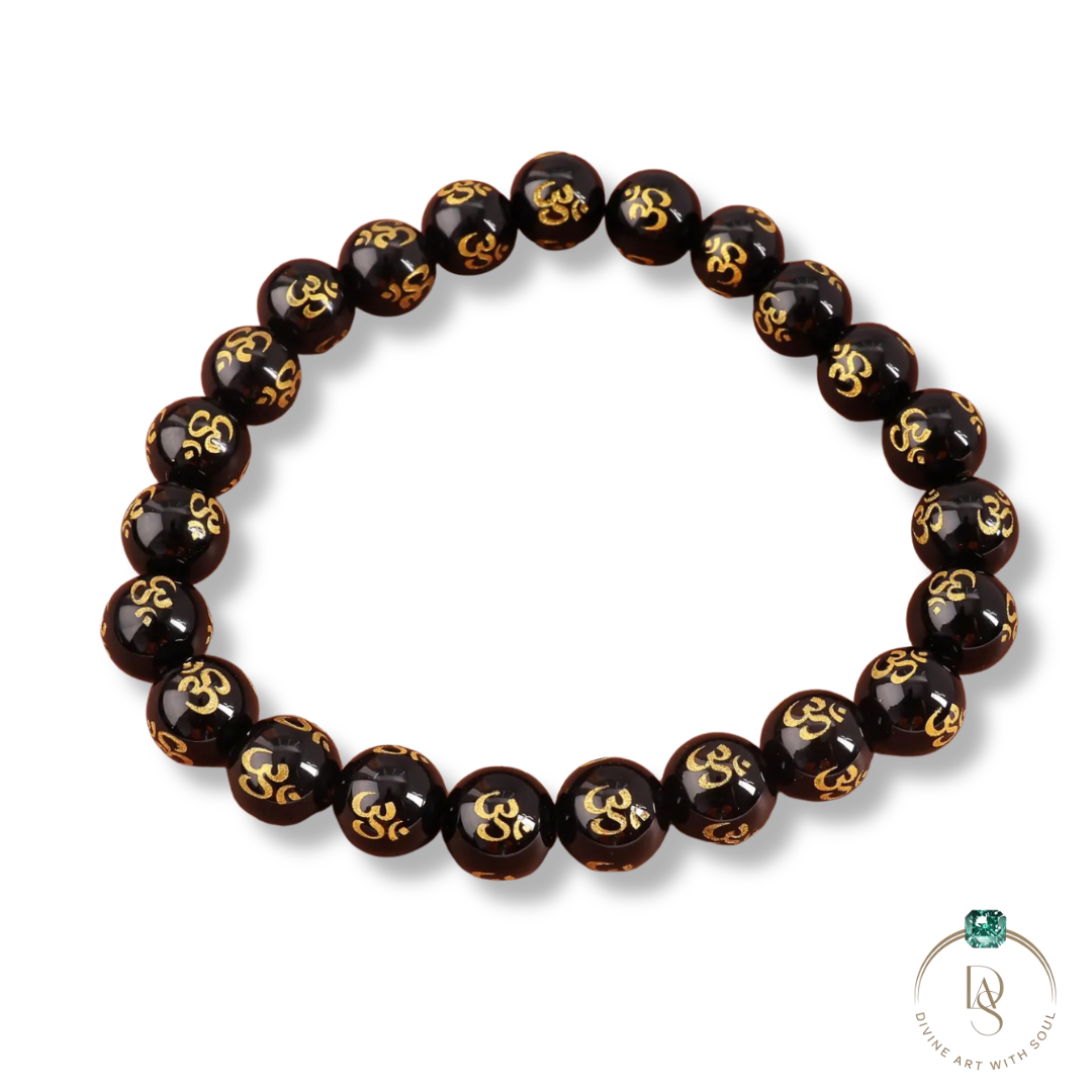 Natural OM Mani Black Onyx Bracelet