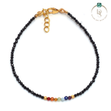 Natural Black Onyx With Seven Chakra Protection Bracelet