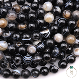 Natural Black Sulemani Hakik Round Beads String