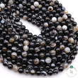 Natural Black Sulemani Hakik Round Beads String