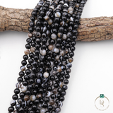 Natural Black Sulemani Hakik Round Beads String