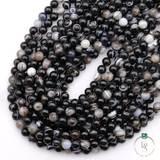Natural Black Sulemani Hakik Round Beads String