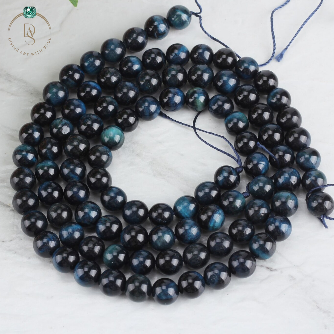 Natural Black Tiger Eye Round Beads String