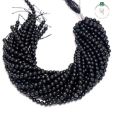 Natural Black Tourmaline Round Beads String
