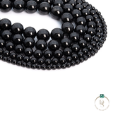 Natural Black Tourmaline Round Beads String