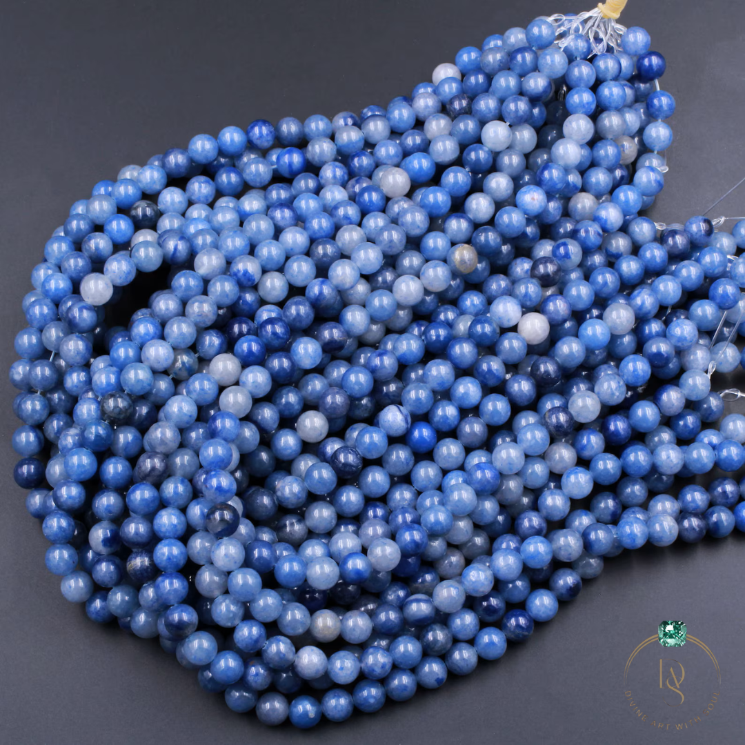 Natural Blue Aventurine Round Beads String