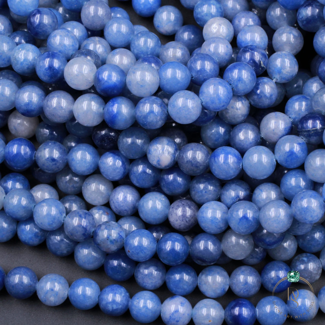 Natural Blue Aventurine Round Beads String