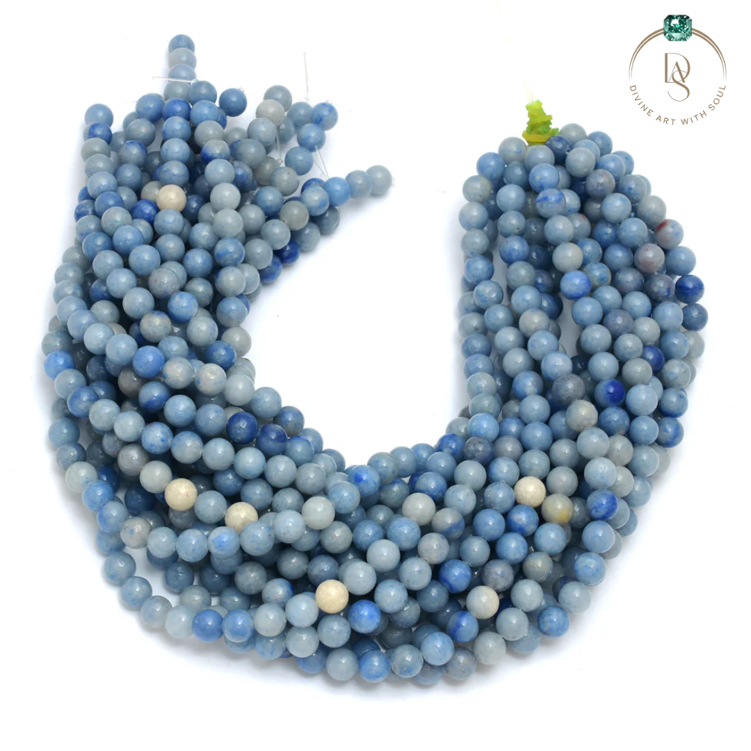 Natural Blue Aventurine Round Beads String