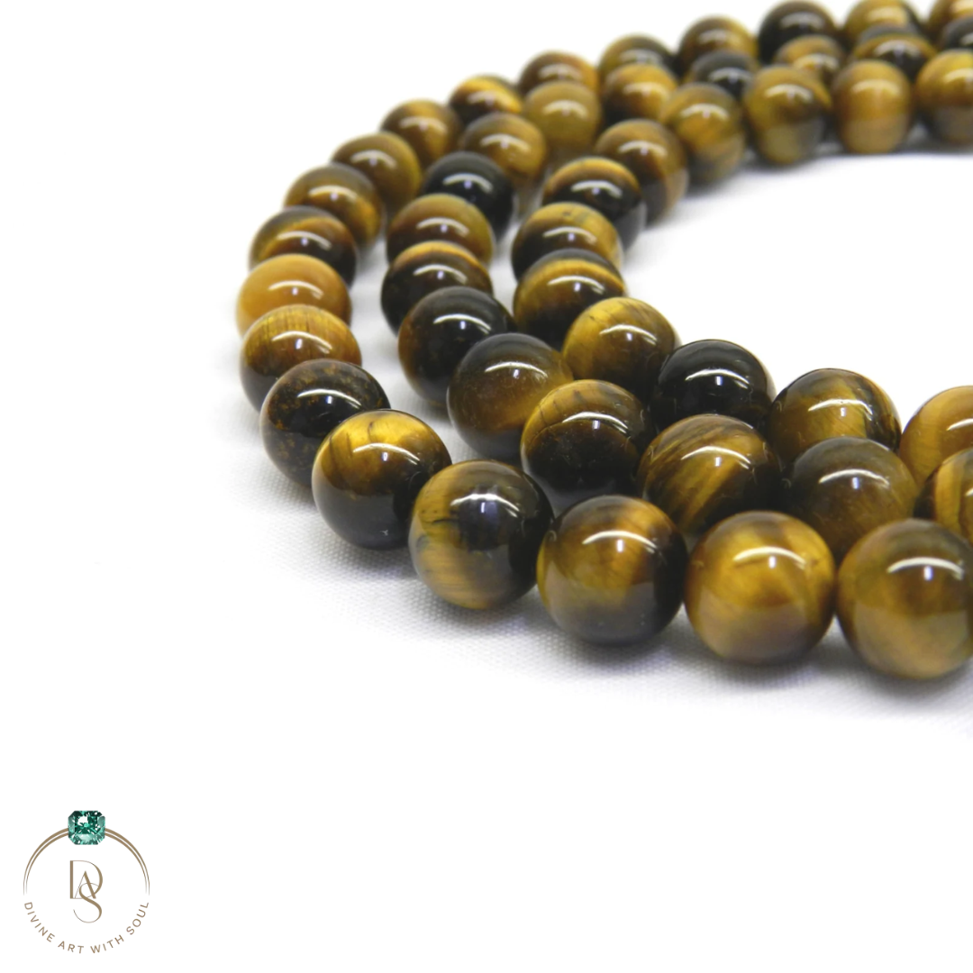 Natural Yellow Tiger Eye Round Beads String