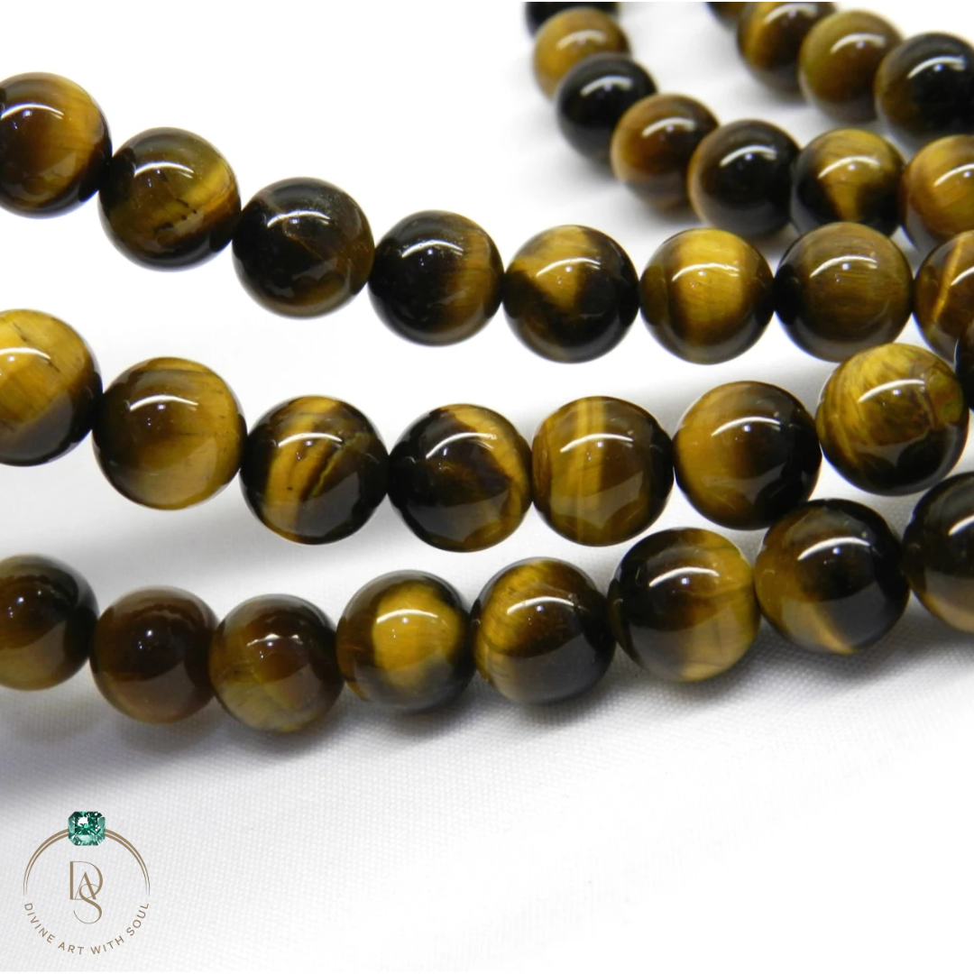 Natural Yellow Tiger Eye Round Beads String