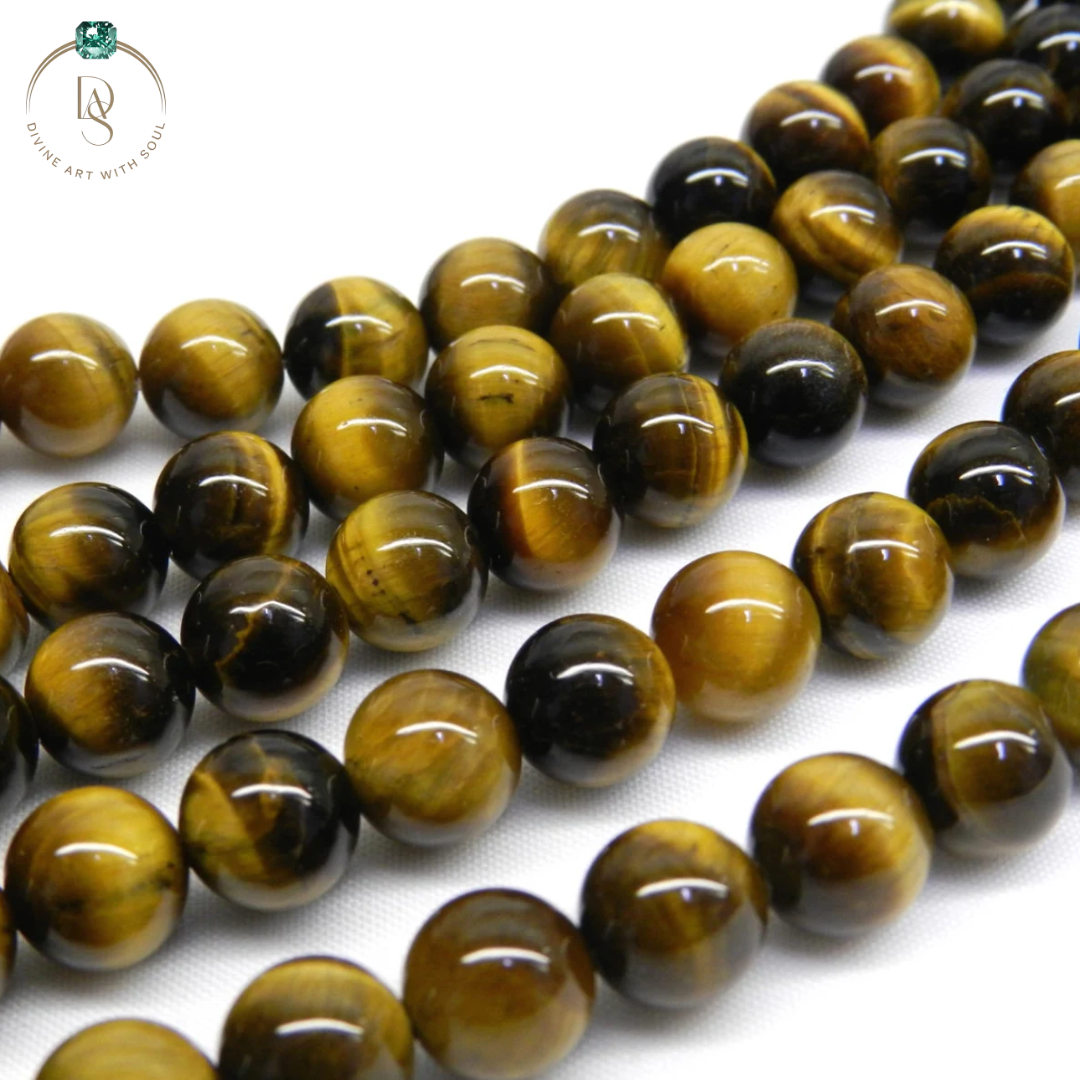 Natural Yellow Tiger Eye Round Beads String