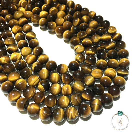 Natural Yellow Tiger Eye Round Beads String
