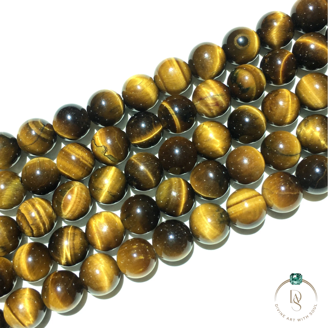 Natural Yellow Tiger Eye Round Beads String