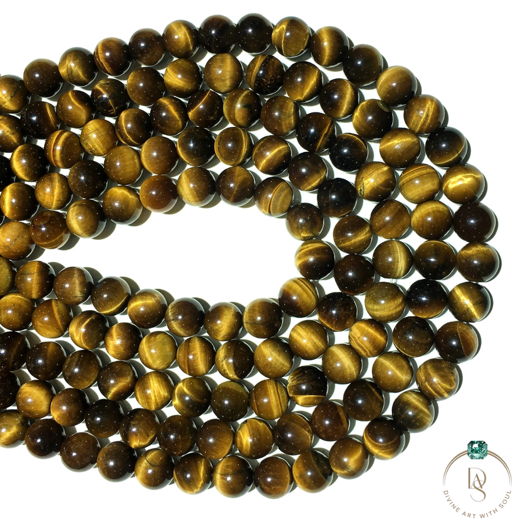 Natural Yellow Tiger Eye Round Beads String
