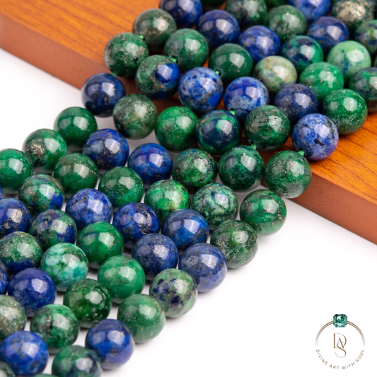 Natural Chrysocolla Azurite Round Beads String