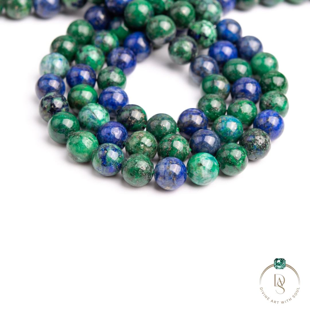 Natural Chrysocolla Azurite Round Beads String