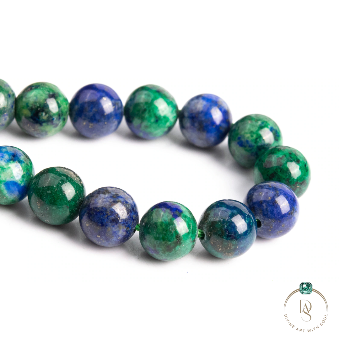 Natural Chrysocolla Azurite Round Beads String