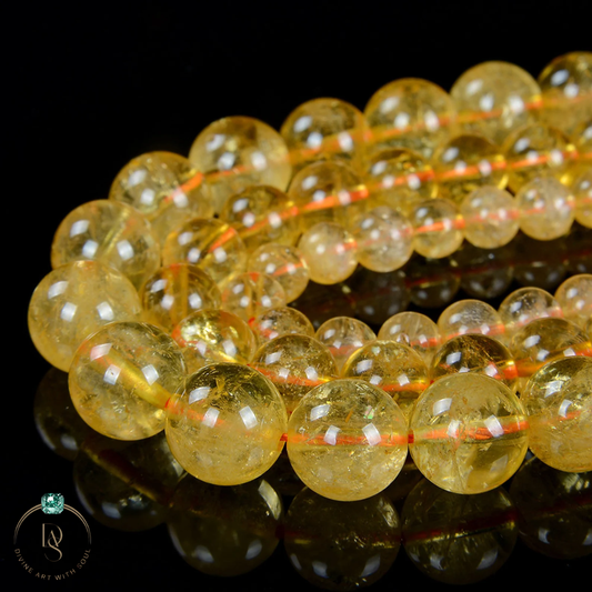 Natural Citrine Round Beads String