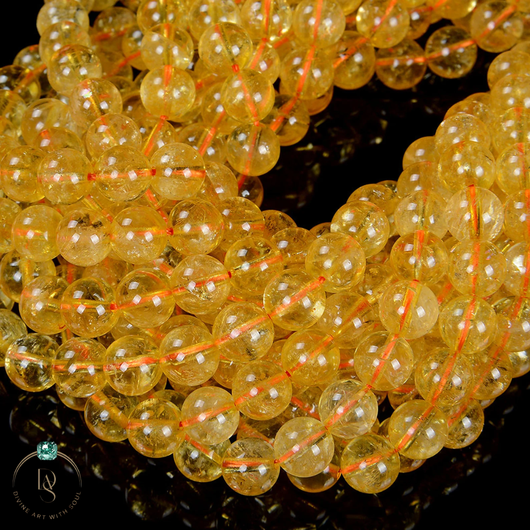 Natural Citrine Round Beads String