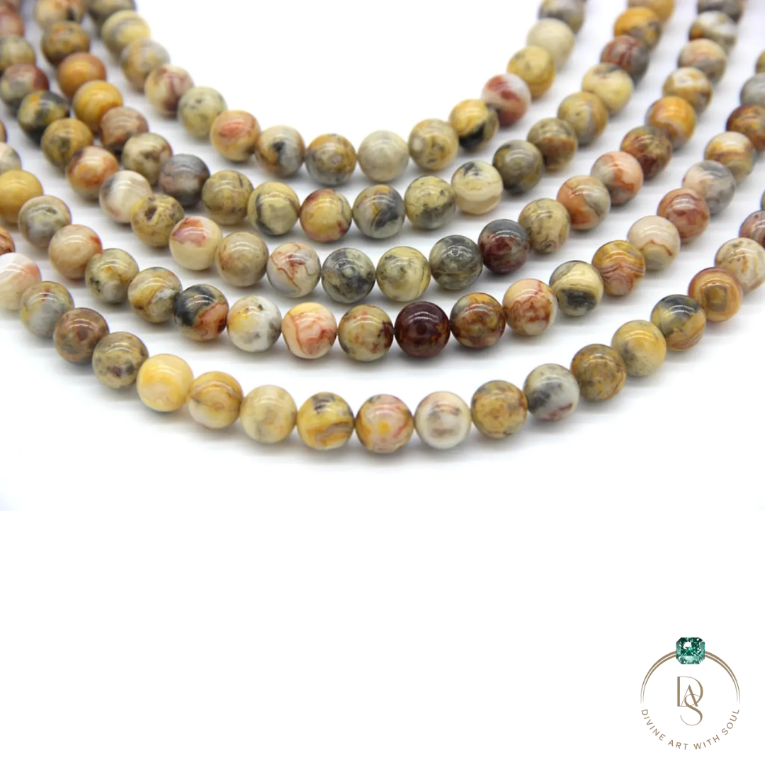 Natural Crazy Lace Agate Round Beads String