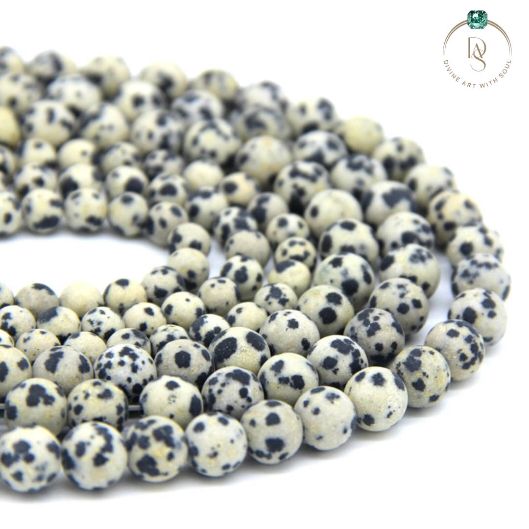 Natural Dalmatian Jasper Round Beads String