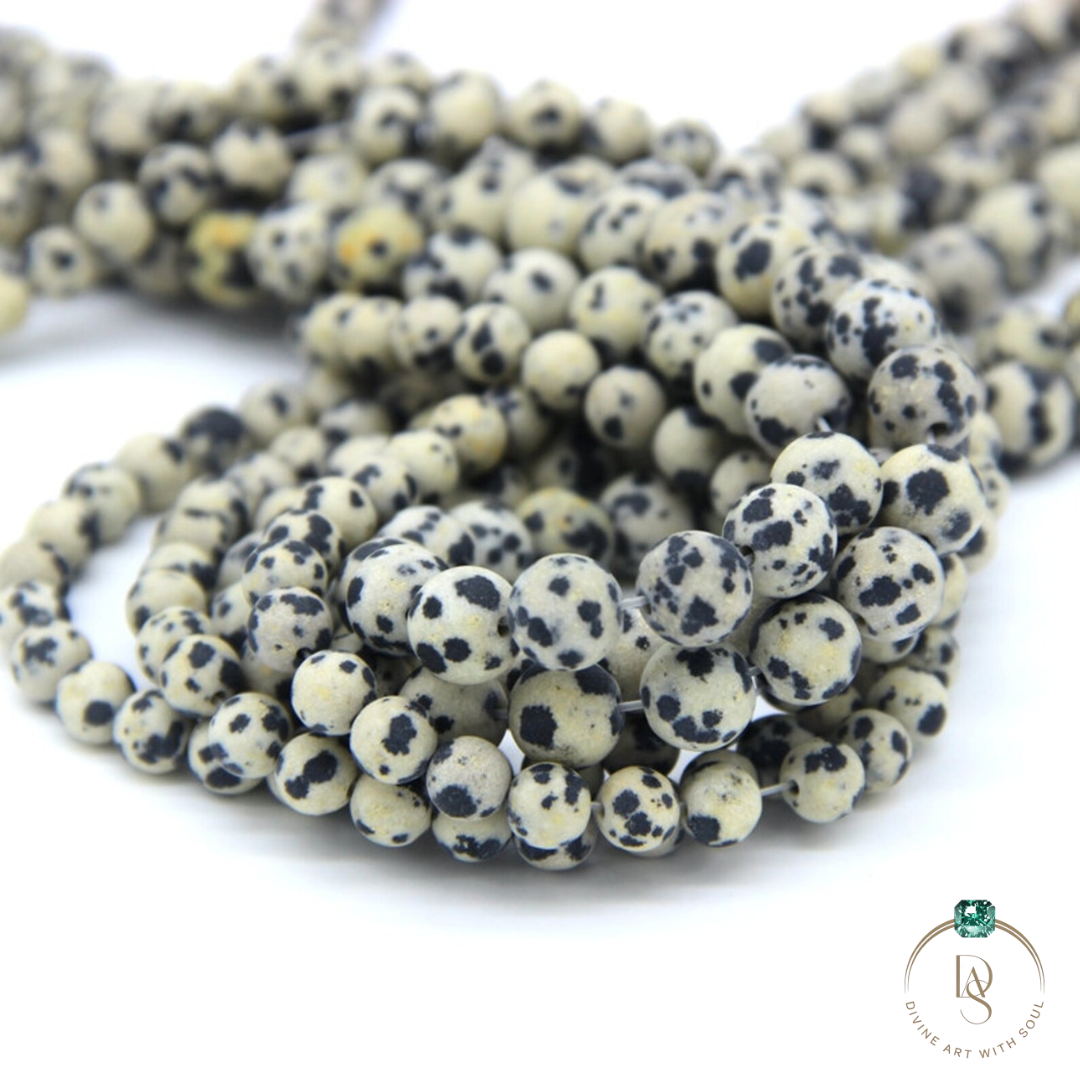 Natural Dalmatian Jasper Round Beads String