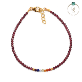 Natural Red Garnet With Seven Chakra Protection Bracelet
