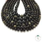 Natural Golden Obsidian Round Beads String