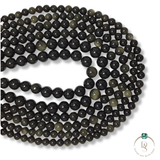 Natural Golden Obsidian Round Beads String