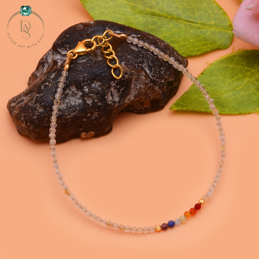 Natural Golden Rutile With Seven Chakra Protection Bracelet