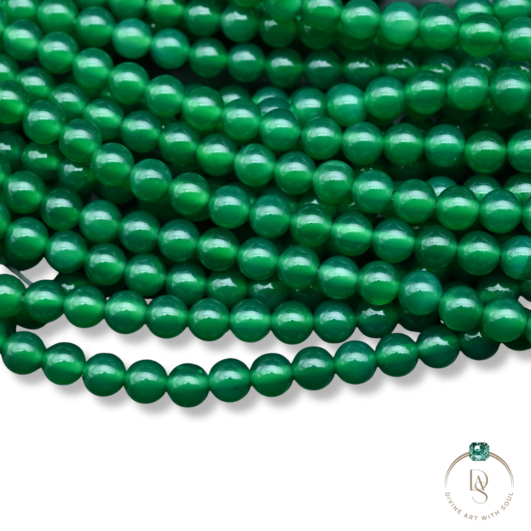 Natural Green Onyx Round Beads String