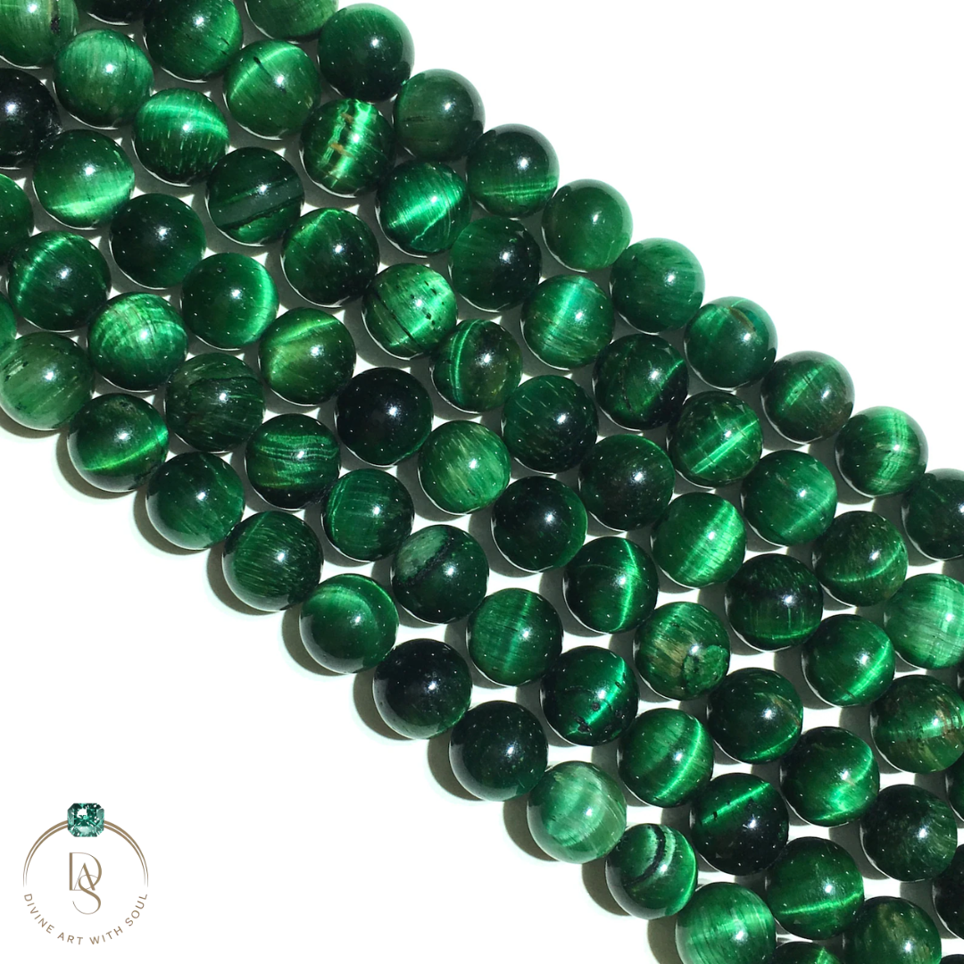 Natural Green Tiger Eye Round Beads String