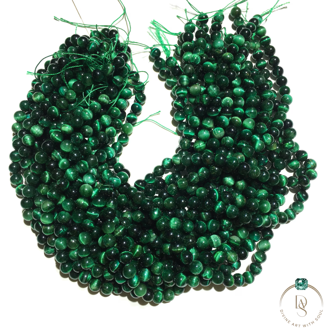 Natural Green Tiger Eye Round Beads String