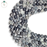 Natural Grey Picasso Jasper Round Beads String