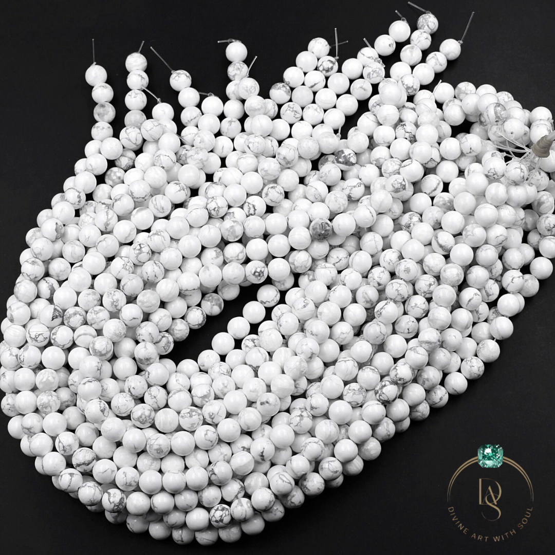 Natural White Howlite Round Beads String