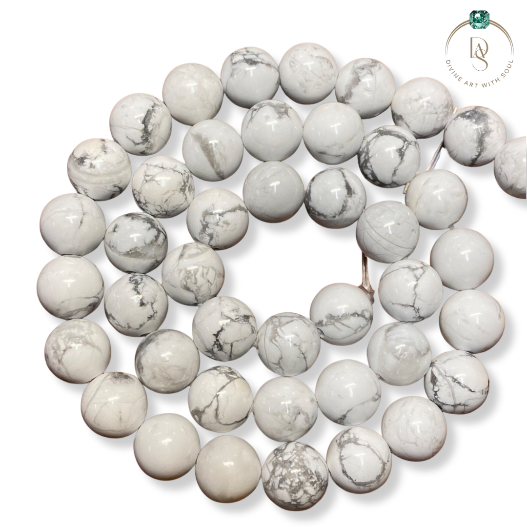 Natural White Howlite Round Beads String