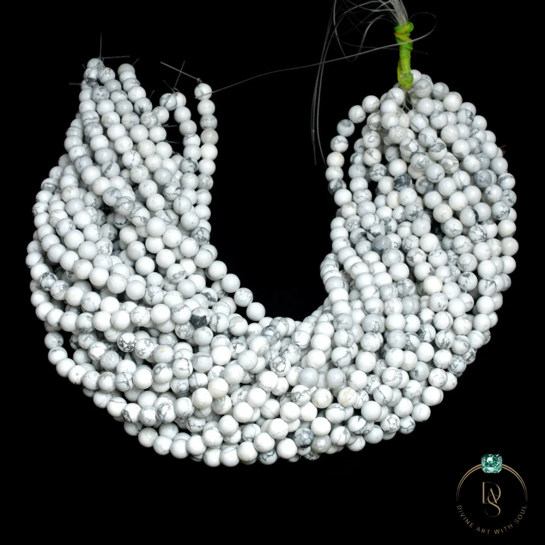 Natural White Howlite Round Beads String