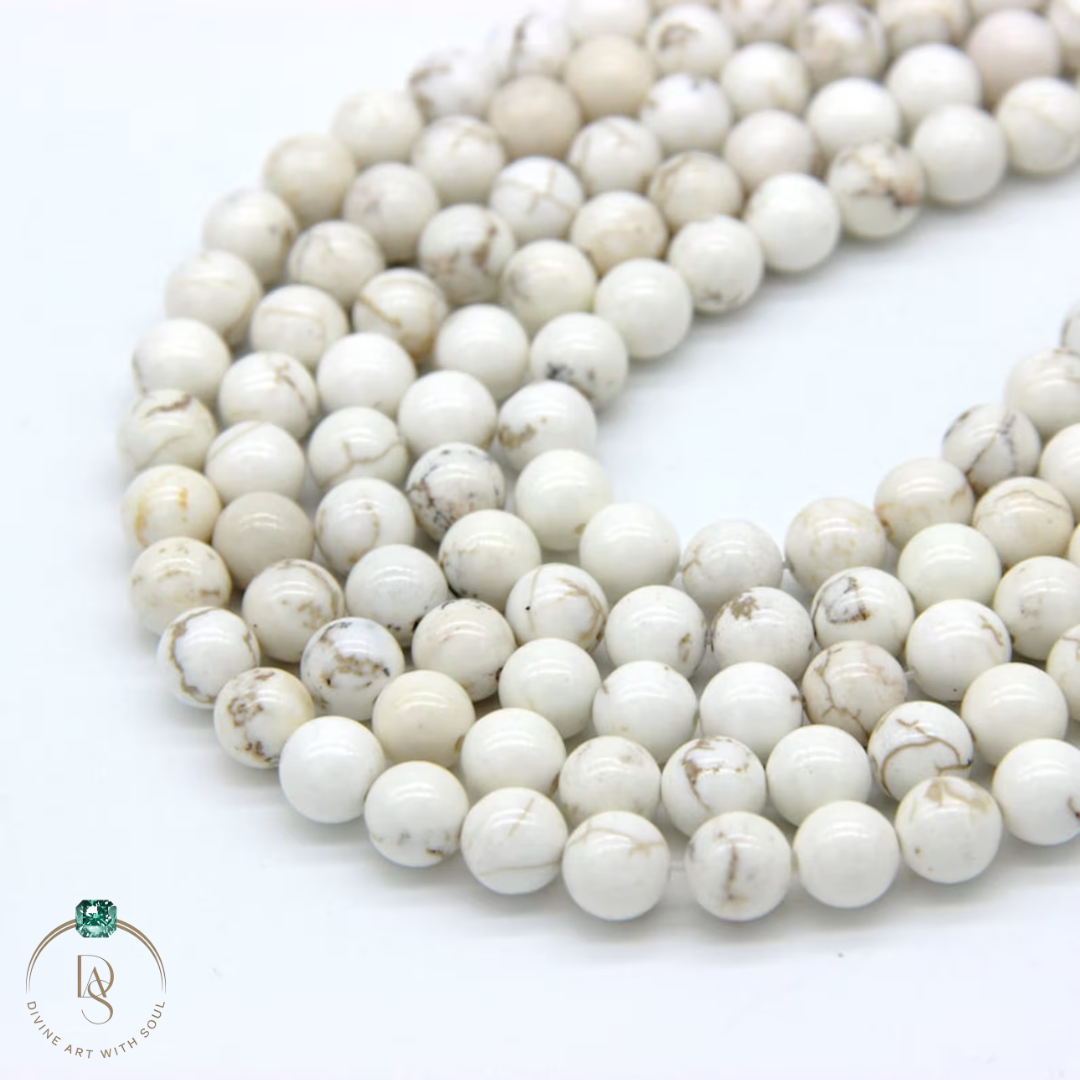 Natural Howlite Brown Round Beads String